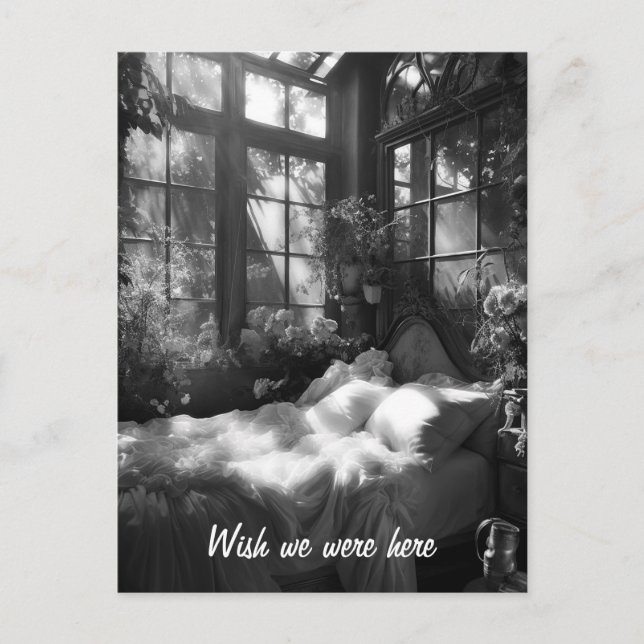 Das B&W-Foto im Garten Postkarte (Vorderseite)