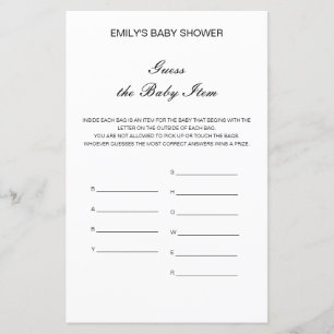 Das Baby Item Shower Game kann bestellt werden