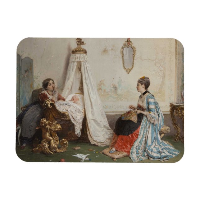 Das Baby schläft (von Gerolamo Induno) Magnet (Horizontal)