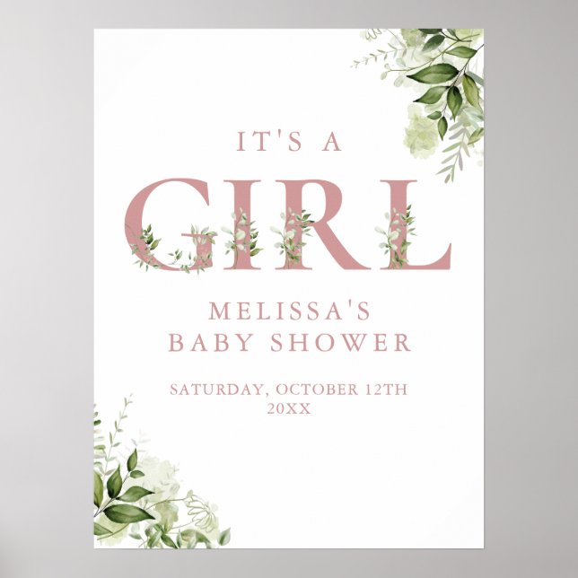 Das Babyduschenschild mit Girl Greenerity Poster (Vorne)