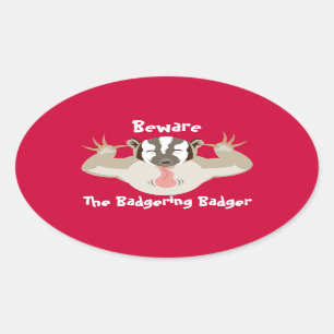 Das Badating Badger_Beware-Oval Ovaler Aufkleber