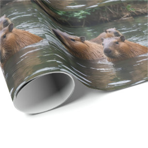 das Baden von Capybaras im Fluss, Geschenkpapier