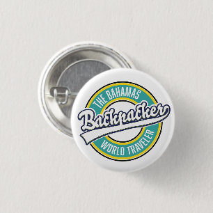 Das Bahamas Backpacker World Traveller Retro Logo. Button