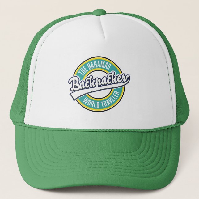 Das Bahamas Backpacker World Traveller Retro Logo. Truckerkappe (Vorderseite)
