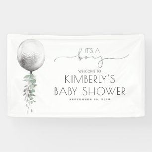 Das Banner des jungen Silver Balloon Baby Showers
