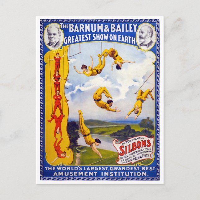 Das Barnum & Bailey 1896 Vintage Poster wiederherg Postkarte (Vorderseite)
