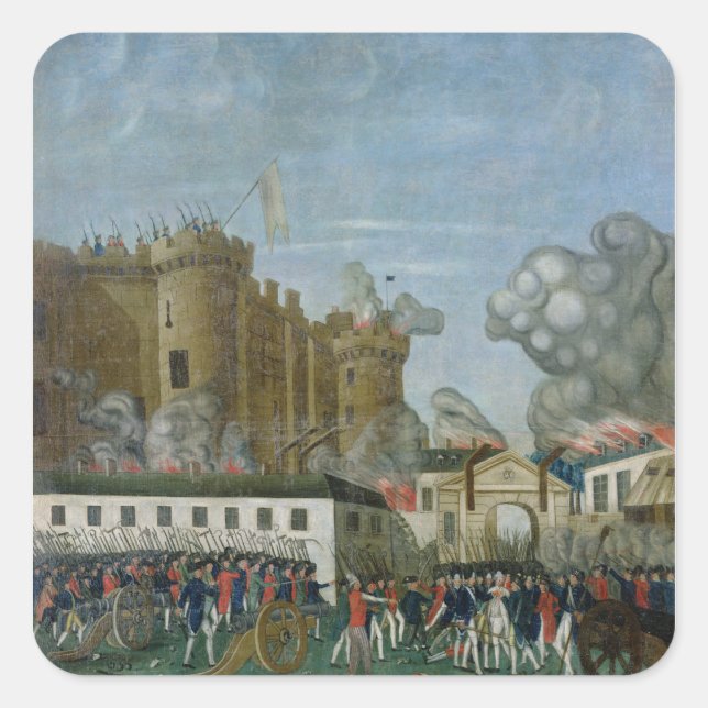 Das Bastille-Gefängnis, 14. Juli 1789 Quadratischer Aufkleber (Vorderseite)