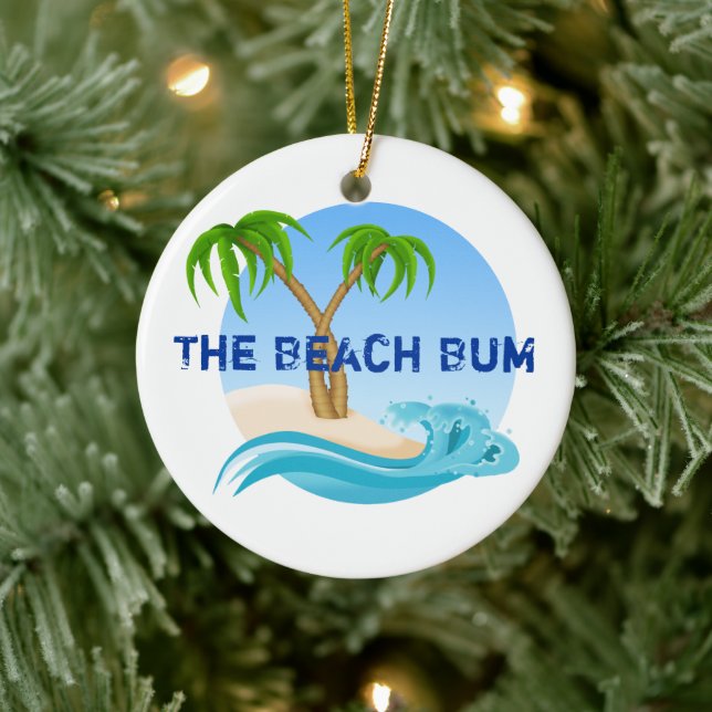 Das Beach Bum Personalisiert tropische Weihnachten Keramik Ornament (Baum)