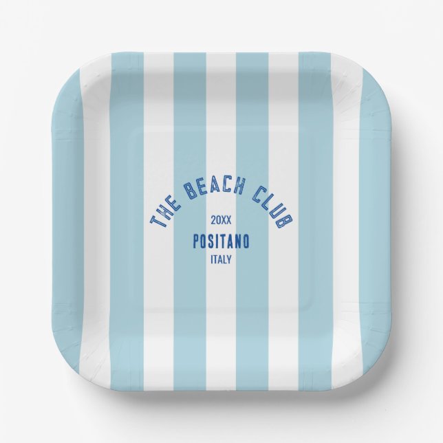 Das Beach Club Wappen Blue Cabana Strip Pappteller (Vorderseite)