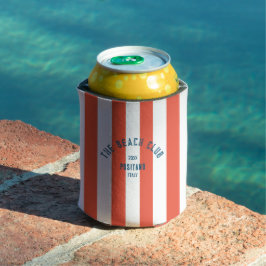 Das Beach Club Wappen Orange Red Cabana Strip Dosenkühler