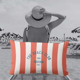 Das Beach Club Wappen Orange Red Cabana Strip Kissen Für Draußen