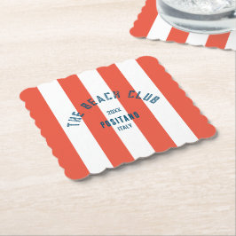 Das Beach Club Wappen Orange Red Cabana Strip Untersetzer