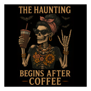 Das beängstigende Poster beginnt nach dem Kaffee -