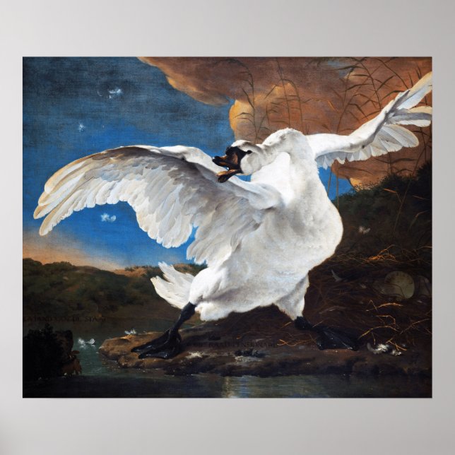 Das bedrohte Gemälde von Swan von Jan Asselijn Poster (Vorne)