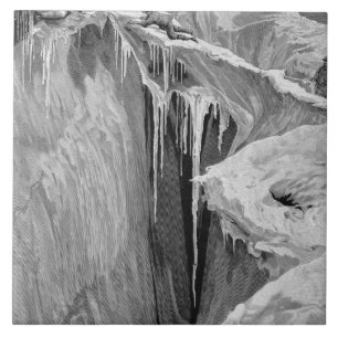 Das Bergschrund auf der Einbuchtung Blanche im Fliese
