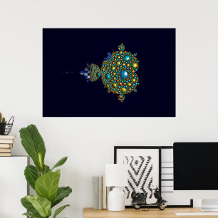 Das berühmte Mandelbrot-Set in dunkelblau Poster