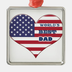 Das beste amerikanische Flaggenherz der Welt für V Silbernes Ornament