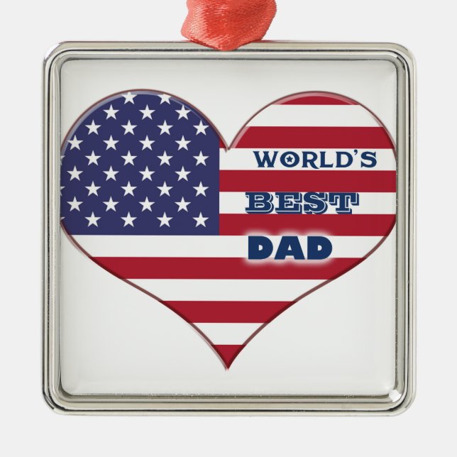 Das beste amerikanische Flaggenherz der Welt für V Silbernes Ornament (Vorne)