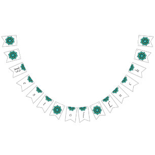 Das Beste aus Glück. Mandala in Aqua Wimpelkette