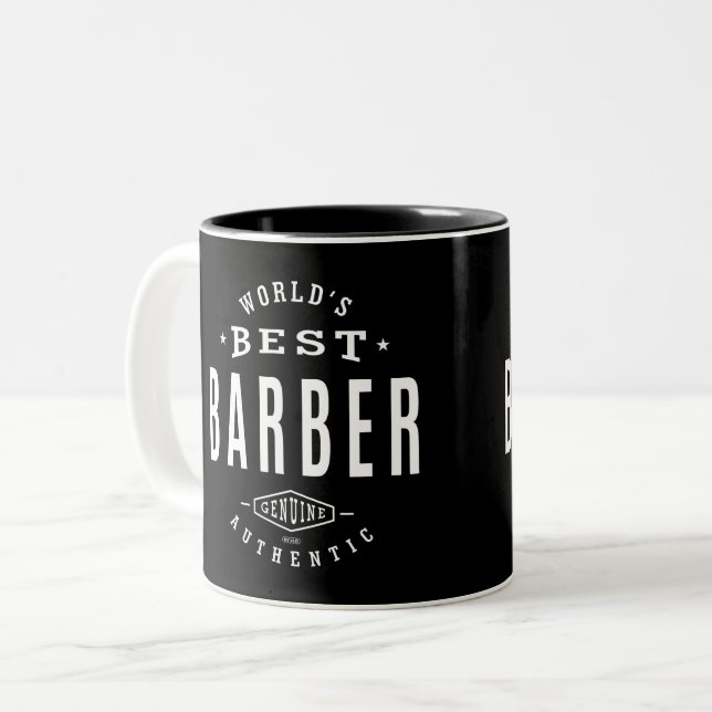 Das beste Barber der Welt Zweifarbige Tasse (Vorderseite Links)