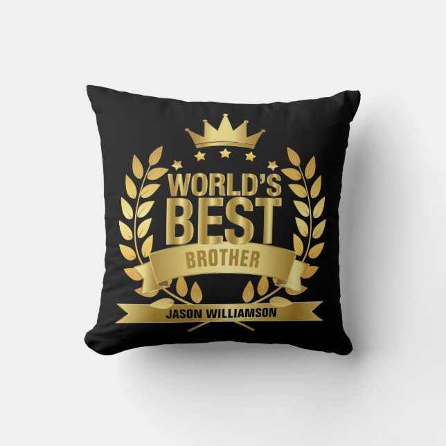 Das beste Bruder-Schwarz und Gold der Welt Kissen (Vorderseite)