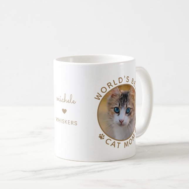 Das beste Cat Mama Gold Foto für Personalisierte N Kaffeetasse (VorderseiteRechts)