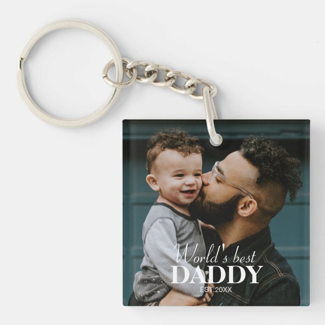 Das beste Daddy Custom Foto der Welt - einzigartig Schlüsselanhänger (Vorderseite)