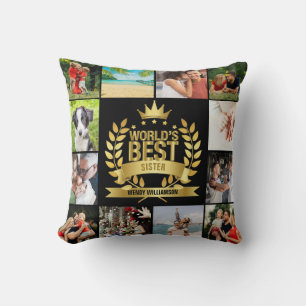 Das beste Foto Collage Gold Black der Welt Kissen