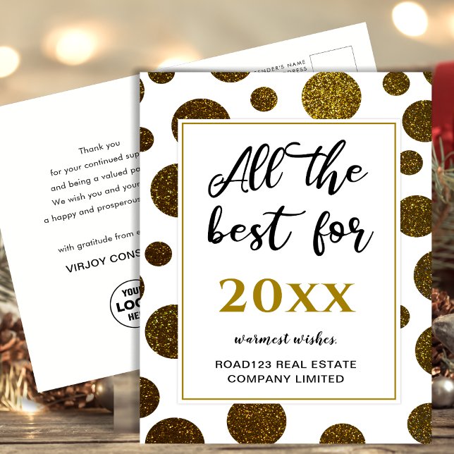 Das Beste für das Neujahrsgeschäft Modernes Gold Postkarte (Von Creator hochgeladen)