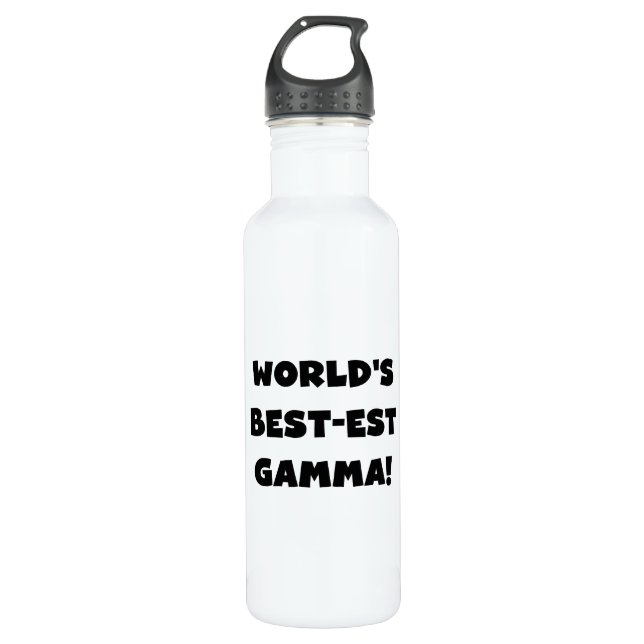 Das beste Gamma der Black Text World Trinkflasche (Vorderseite)