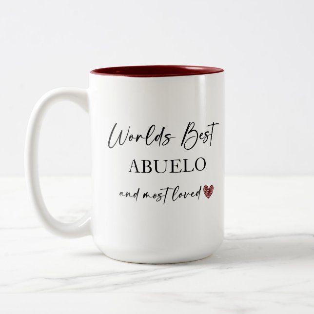 Das beste Geschenk für Abuelo und das liebste Foto Zweifarbige Tasse (Links)