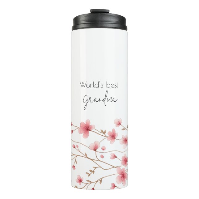 Das beste Grandma der Welt - Pastel und Blumen Per Thermosbecher (Vorderseite)