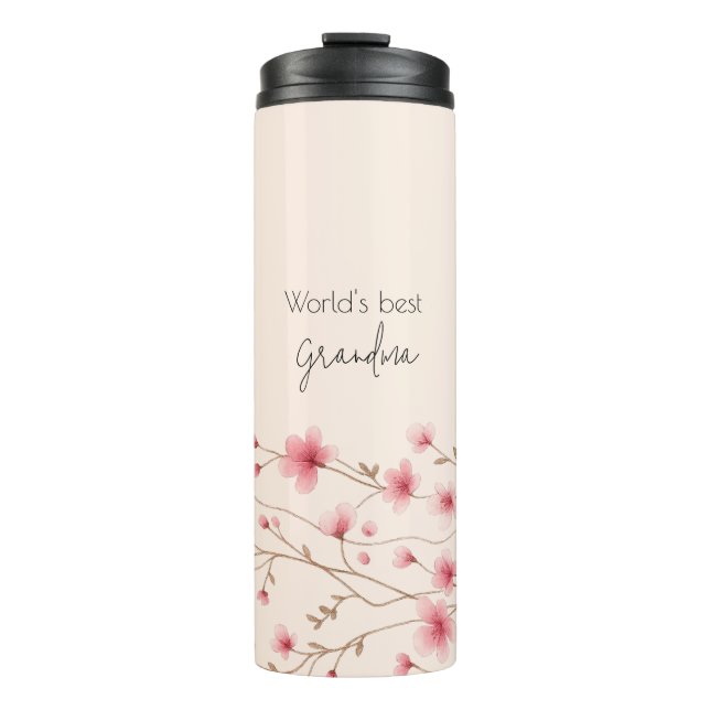 Das beste Grandma der Welt - Pastel und Blumen Per Thermosbecher (Vorderseite)