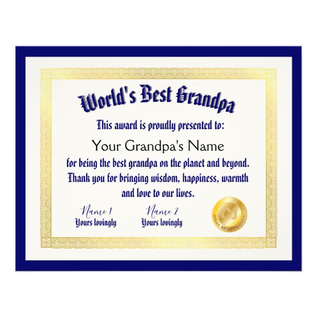 Das beste Grandpa-Zertifikat der modernen Funny Wo Fotodruck (Vorne)
