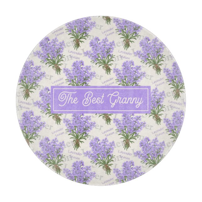 Das beste Granny Lavender Personalisierte Glas Schneidebrett (Vorderseite)