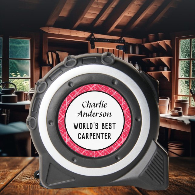 Das beste Holzwerk der Welt Maßband (A personalized tape measure with 'World's Best Carpenter' caption)