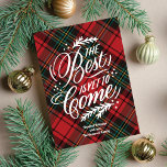 Das Beste ist noch Weihnachten Weihnachten Non-Fot<br><div class="desc">Dieses moderne Non-Foto-Kartendesign zeichnet sich durch einen festlichen karierten Hintergrund aus,  den handgeschriebenen Gruß "Das Beste ist noch zu kommen" und Ihre Nachricht in weißer Schrift. Das Hintergrundmuster kann entfernt und durch eine solide Farbe ersetzt werden,  wenn Sie möchten - blättern Sie einfach bis zum unteren Rand des Personalisierungs-Drop-Down-Menüs.</div>