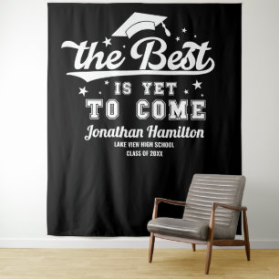Das Beste kommt noch Schwarzer Hintergrund für Abs Wandteppich