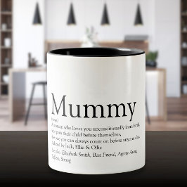 Das beste Mummy Mama Mum Definition-Zitat der Welt Zweifarbige Tasse