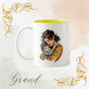 Das Beste, Mutter und Kind Vintage-Foto nach Maß Zweifarbige Tasse