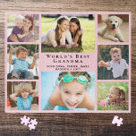 Das beste Oma der Welt 8 - Collage Rosa<br><div class="desc">Dieses rosa Puzzle aus acht Fotos wird ein lustiges Geschenk für die weltbeste Oma. Personalisieren Sie mit 8 Bildern von Enkelkindern, Kindern, anderen Familienmitgliedern, Haustieren usw., passen Sie den Ausdruck "Bestes Oma der Welt" an und ob sie "Oma", "Nana", "Oma" usw. heißt, und fügen Sie die Namen ihrer Enkel hinzu....</div>
