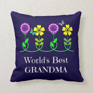 Das beste Oma der Welt, hübsches Blumendesign Kissen