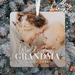Das beste Oma der Welt seit 20XX Einfaches Chic-Fo Ornament Aus Metall<br><div class="desc">Dieses einfache und moderne Design besteht aus Serifen und kursiver Typografie und fügt ein individuelles Foto hinzu</div>