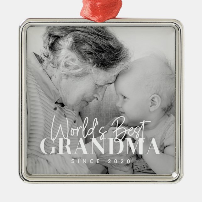 Das beste Oma der Welt seit 20XX Einfaches Chic-Fo Ornament Aus Metall (Vorne)