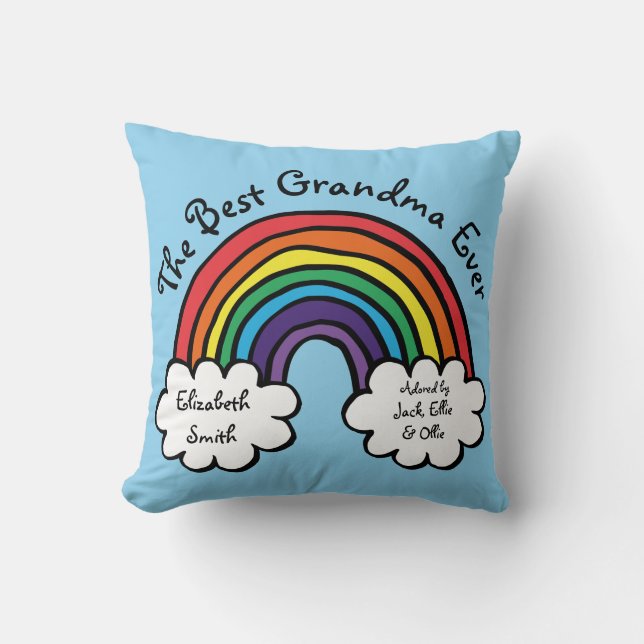 Das beste Oma Granny je farbenfroh Regenbogenblau Kissen (Vorderseite)
