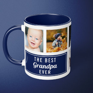 Das beste Opa aller Zeiten Navy Blau Collage Foto Tasse