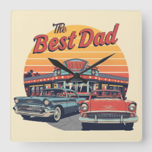 Das beste Papa-Diner Quadratische Wanduhr