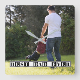 Das beste Papa-Foto aller Zeiten in Schwarz, Weiß Quadratische Wanduhr