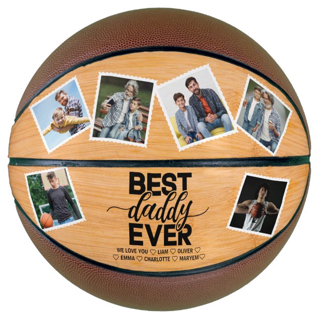 Das beste Papa-Foto je mit hölzernem Vater Basketball (Vorderseite)