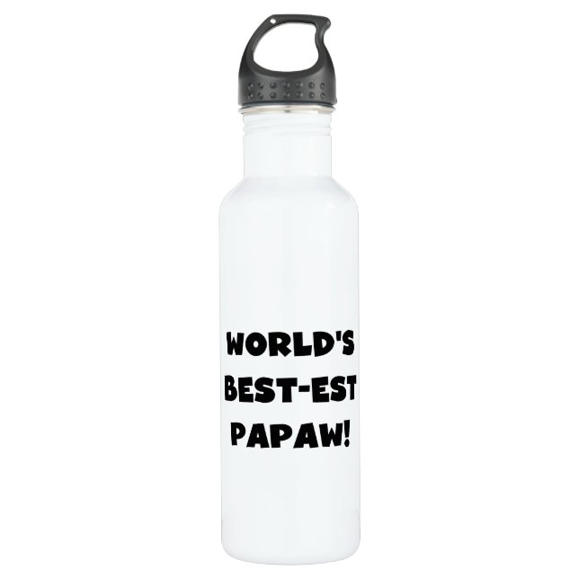 Das beste Papaw der Black Text World Edelstahlflasche (Vorderseite)